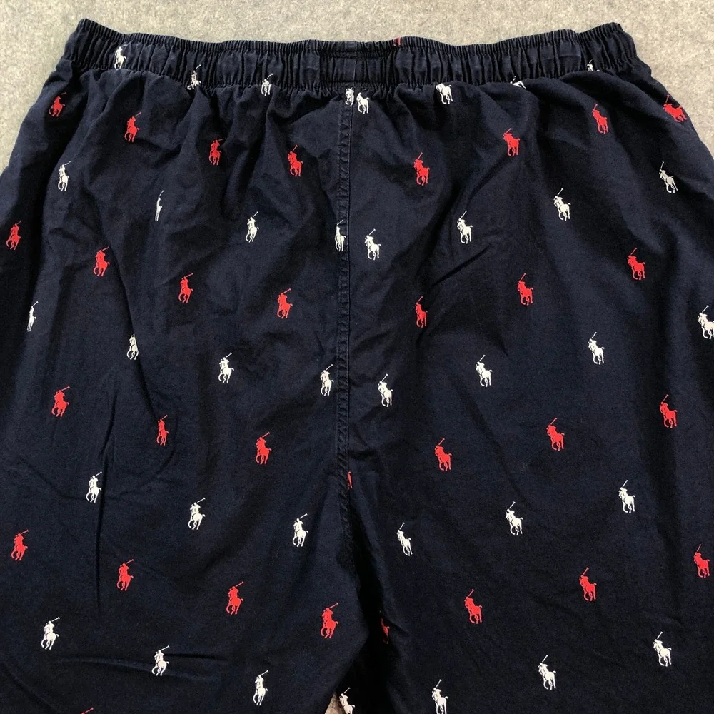 Polo Ralph Lauren Lounge Pants Mens L Straight Leg Navy Logo Pattern Sleepwear